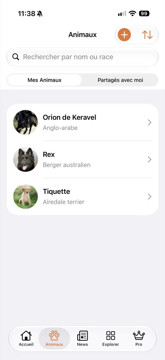 Liste des animaux